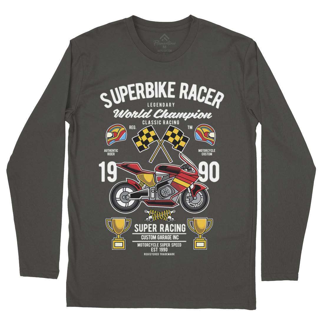 Superbike Racer Mens Long Sleeve T-Shirt Motorcycles C459