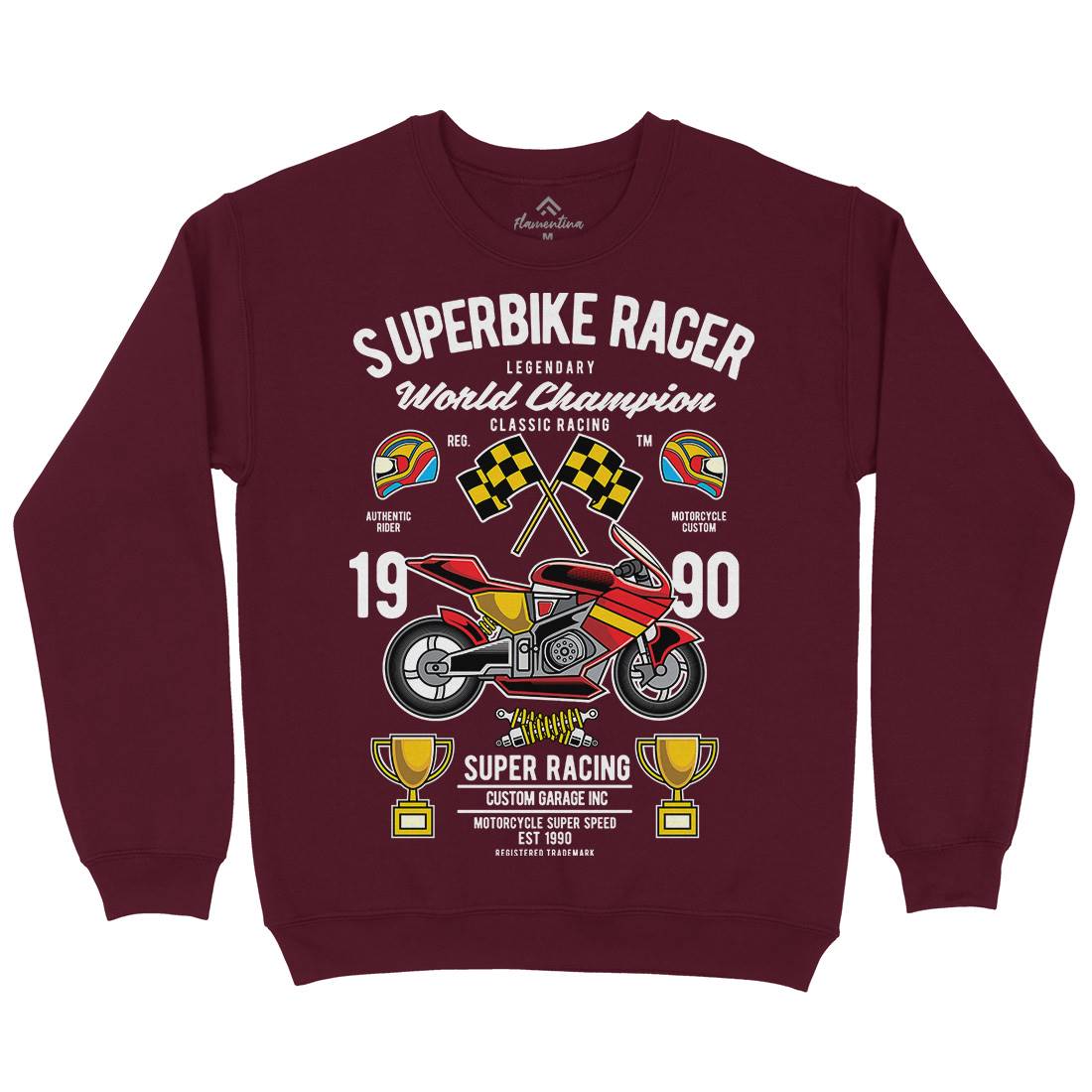 Superbike Racer Mens Crew Neck Sweatshirt Motorcycles C459