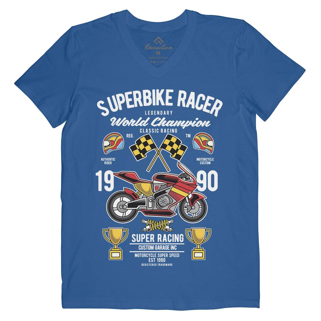 Superbike Racer Mens V-Neck T-Shirt Motorcycles C459