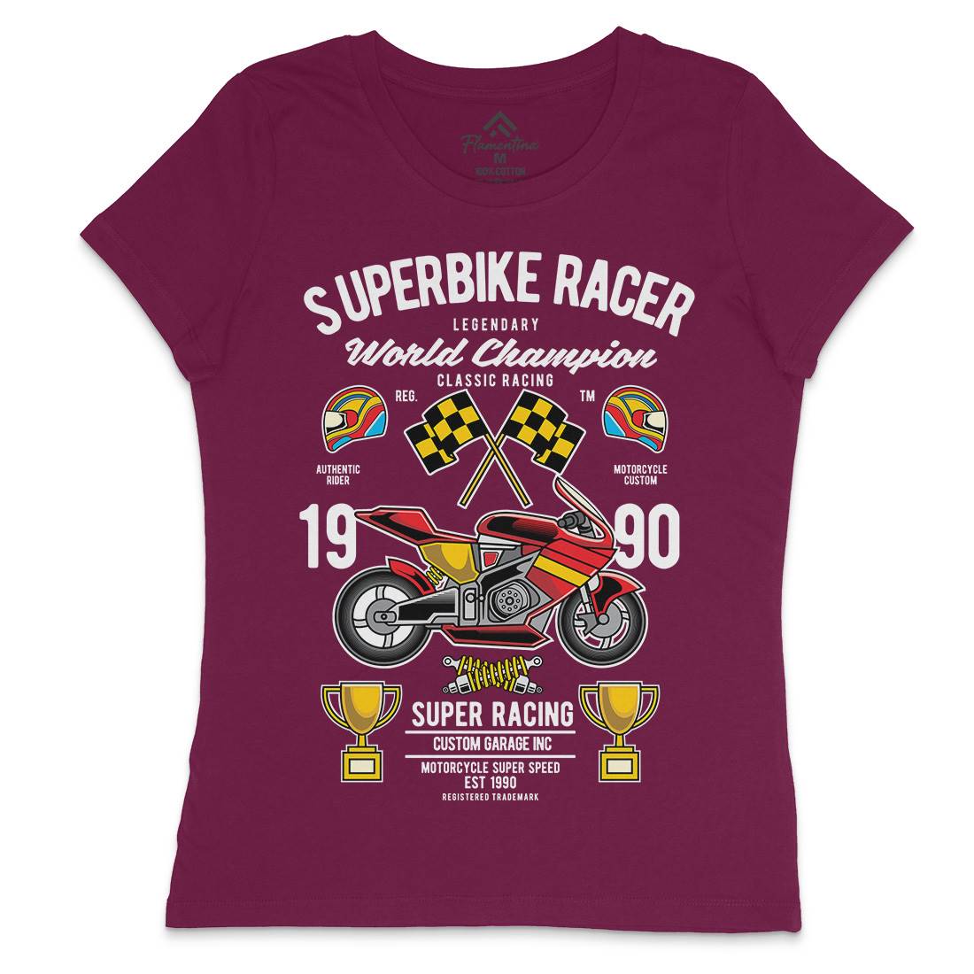Superbike Racer Womens Crew Neck T-Shirt Motorcycles C459
