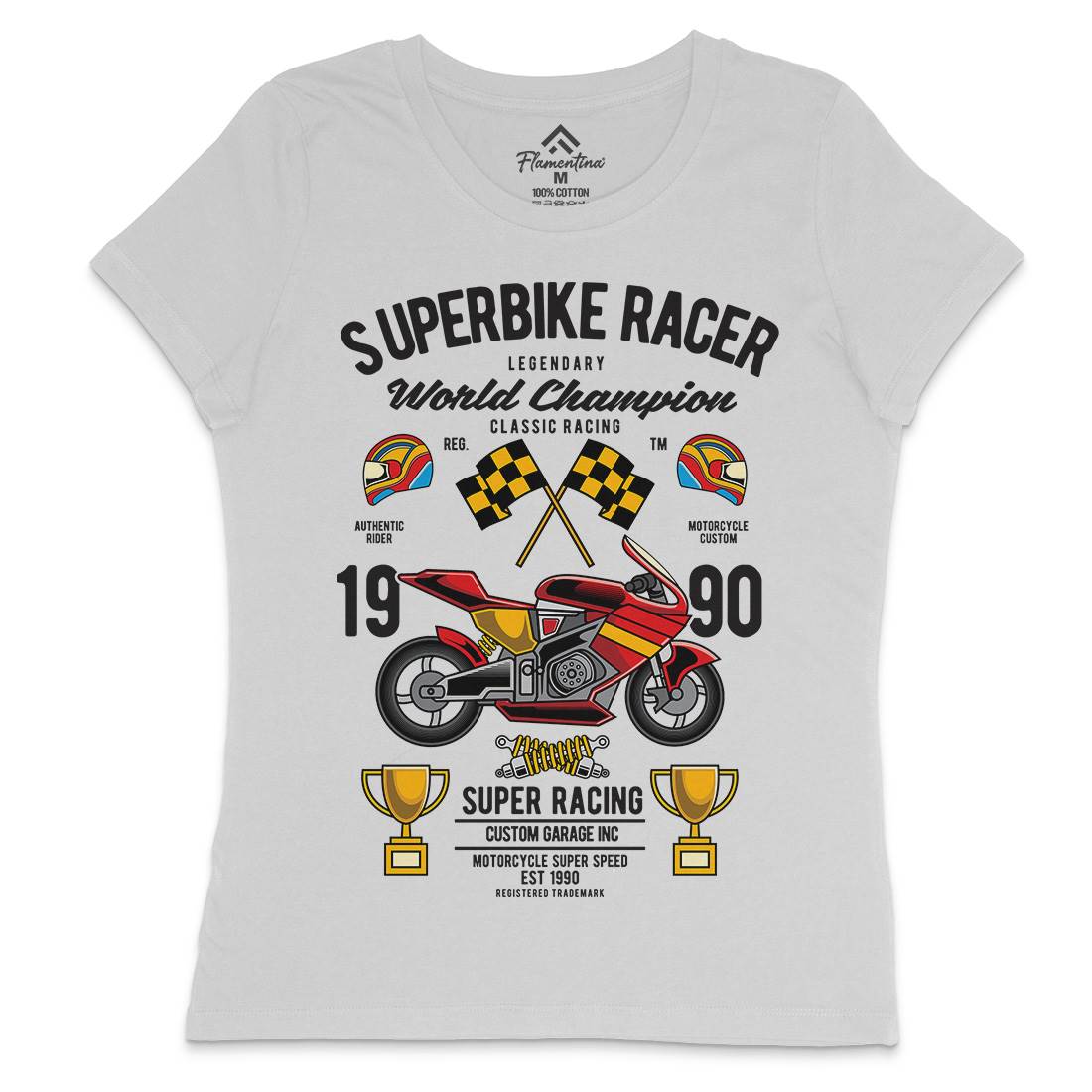 Superbike Racer Womens Crew Neck T-Shirt Motorcycles C459