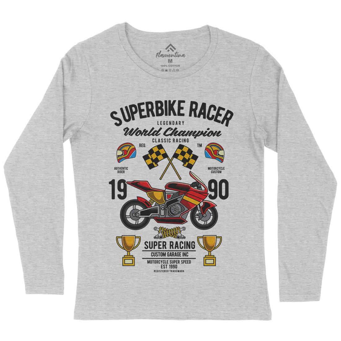 Superbike Racer Womens Long Sleeve T-Shirt Motorcycles C459