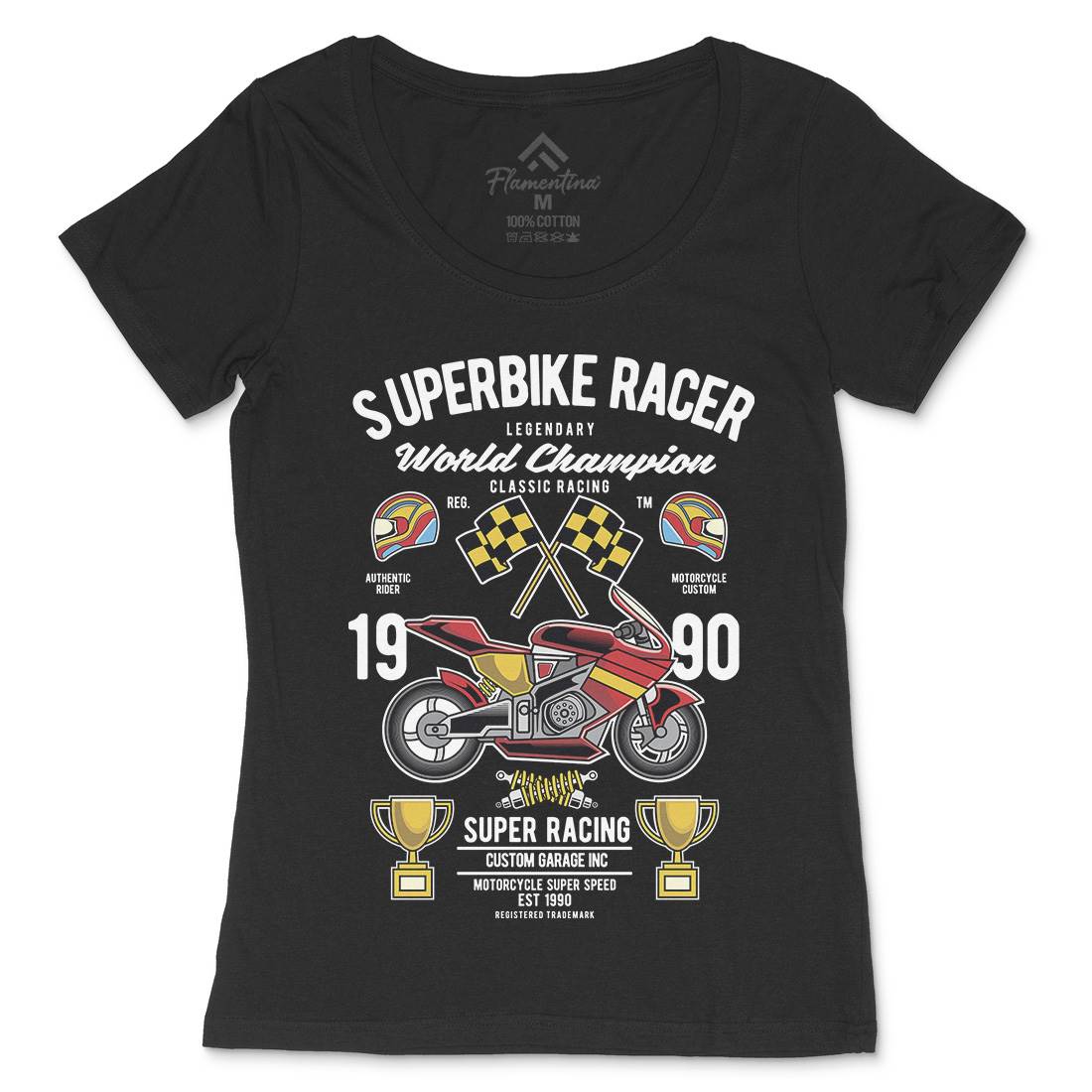 Superbike Racer Womens Scoop Neck T-Shirt Motorcycles C459