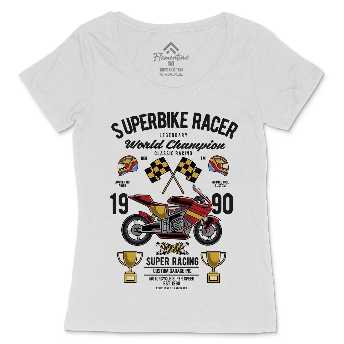 Superbike Racer Womens Scoop Neck T-Shirt Motorcycles C459