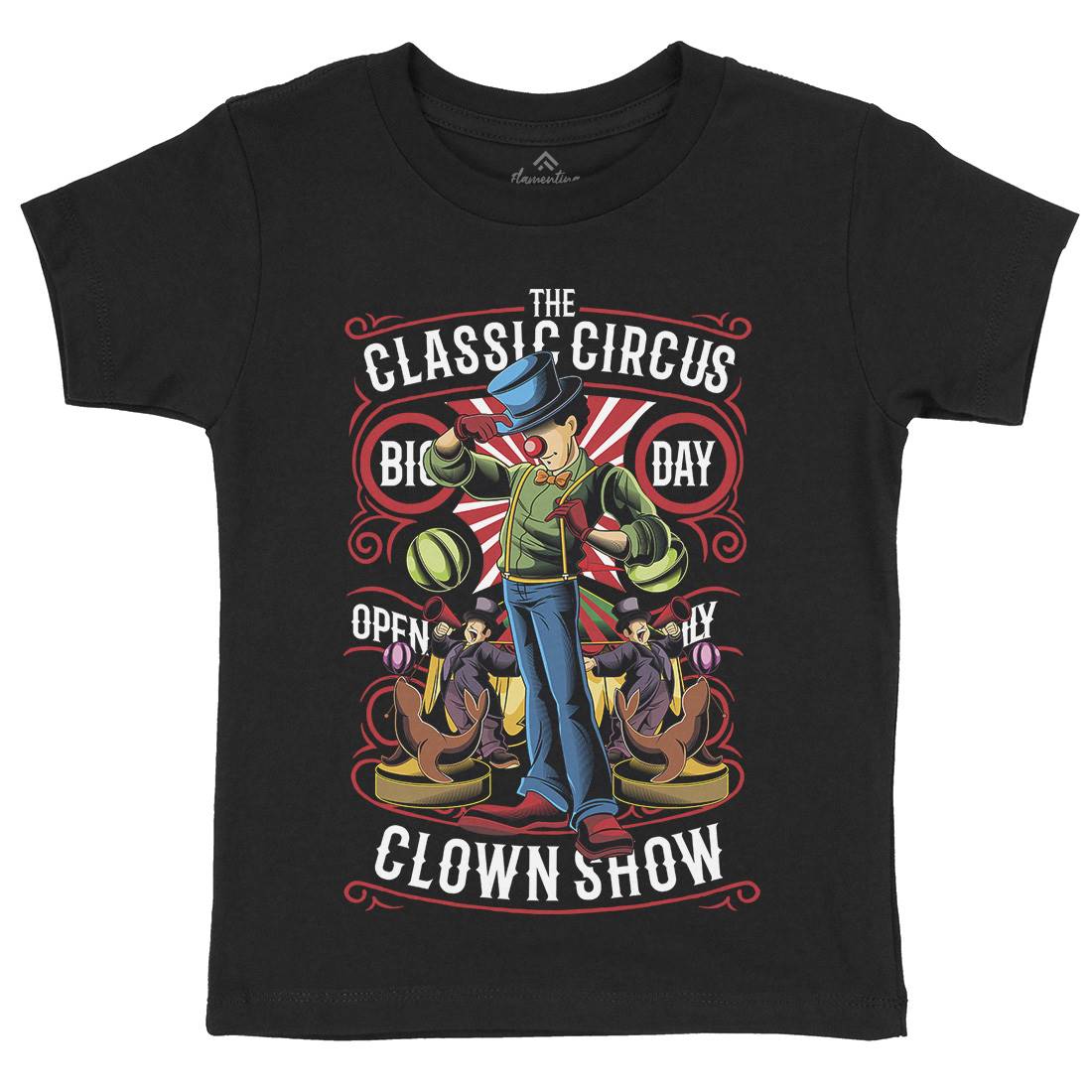 Classic Circus Kids Crew Neck T-Shirt Retro C461