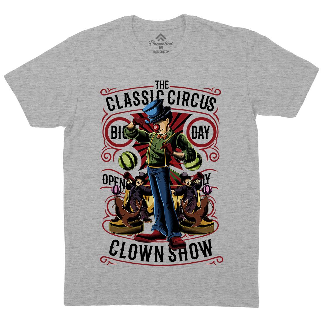 Classic Circus Mens Organic Crew Neck T-Shirt Retro C461