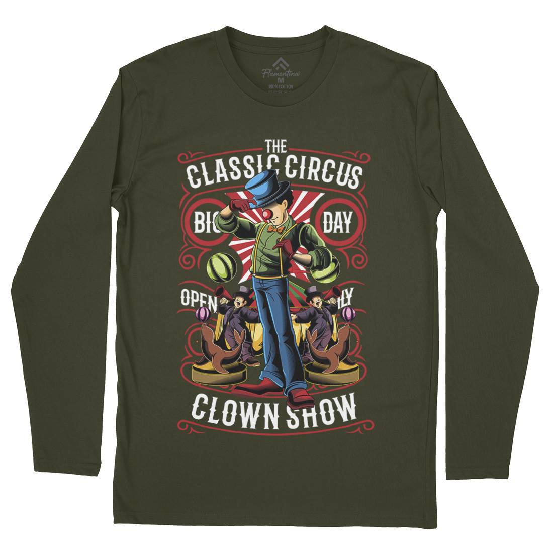 Classic Circus Mens Long Sleeve T-Shirt Retro C461