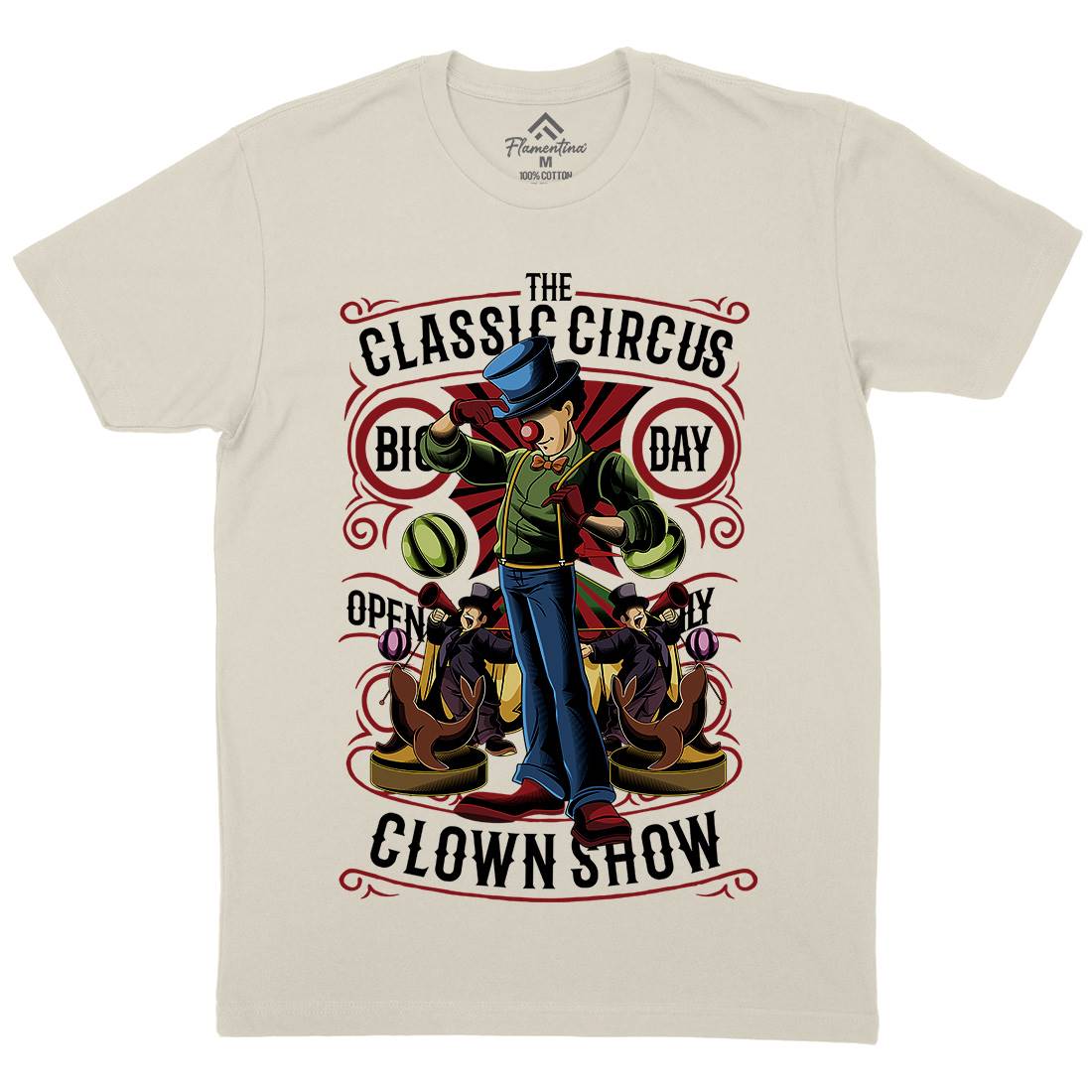 Classic Circus Mens Organic Crew Neck T-Shirt Retro C461