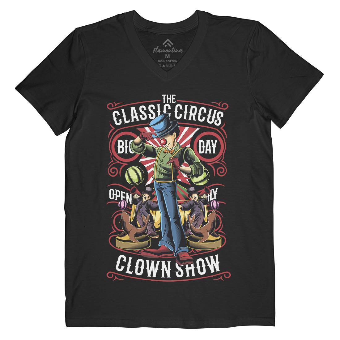 Classic Circus Mens V-Neck T-Shirt Retro C461