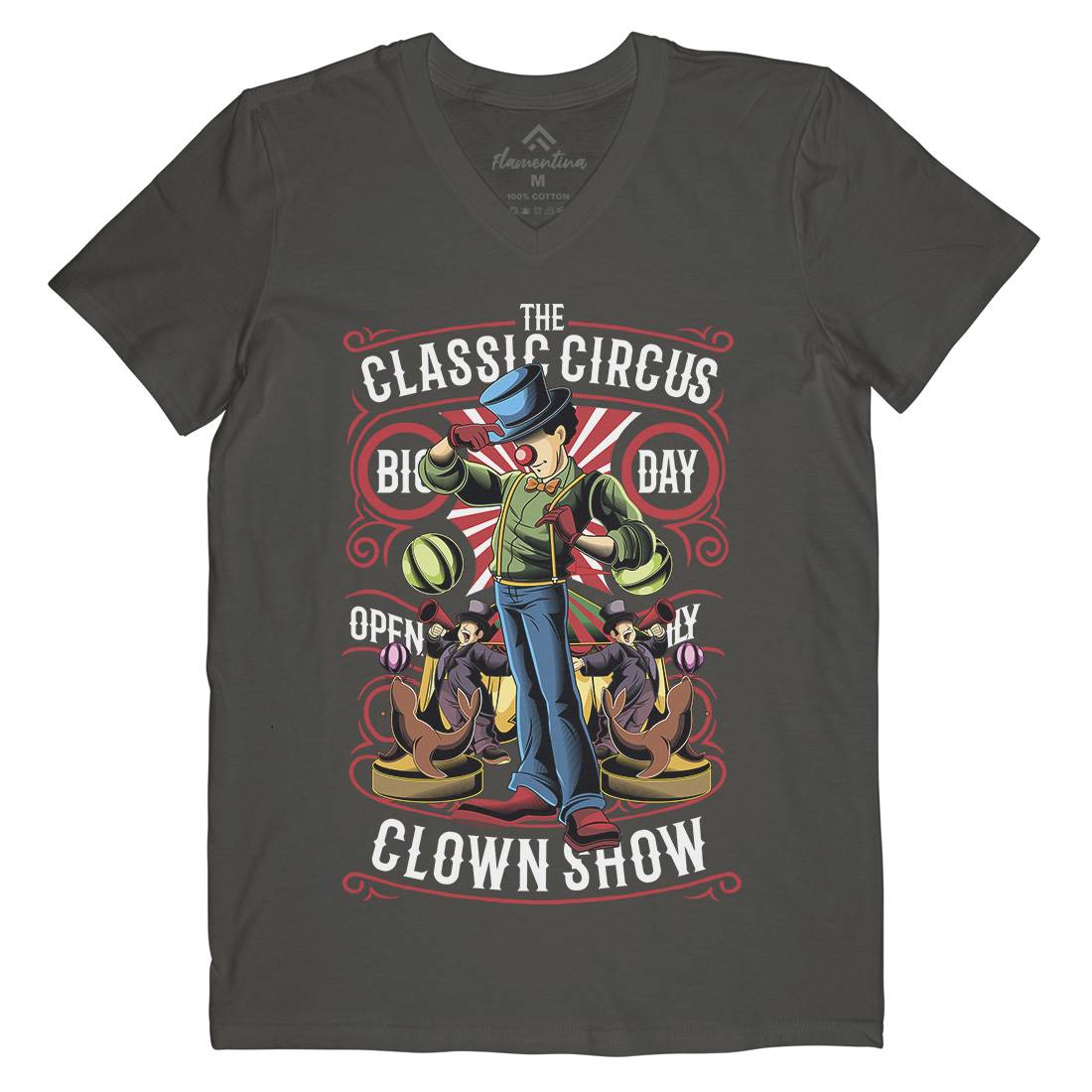 Classic Circus Mens V-Neck T-Shirt Retro C461