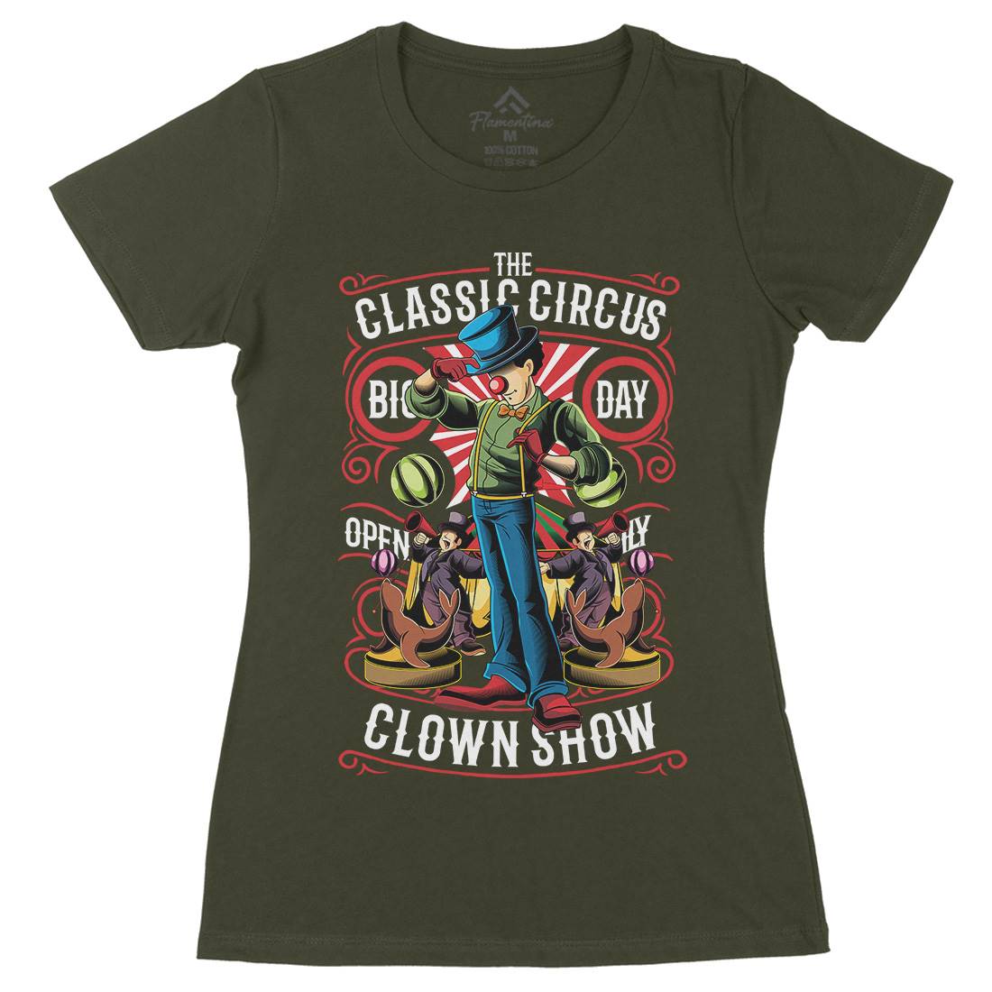 Classic Circus Womens Organic Crew Neck T-Shirt Retro C461