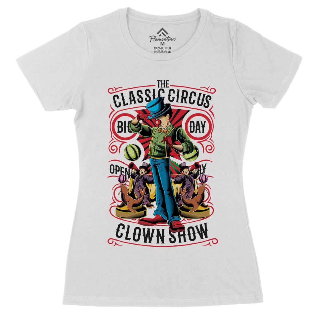 Classic Circus Womens Organic Crew Neck T-Shirt Retro C461