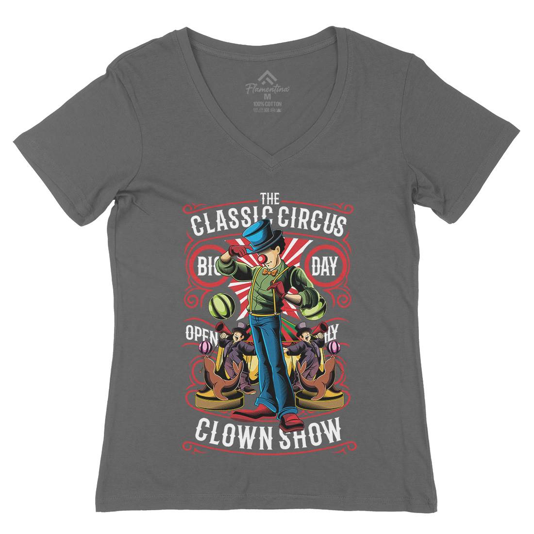 Classic Circus Womens Organic V-Neck T-Shirt Retro C461