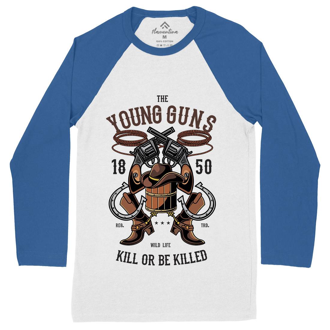 The Young Guns Mens Long Sleeve Baseball T-Shirt American C462