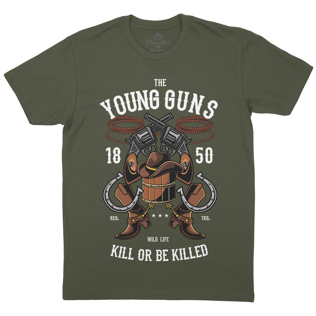 The Young Guns Mens Organic Crew Neck T-Shirt American C462