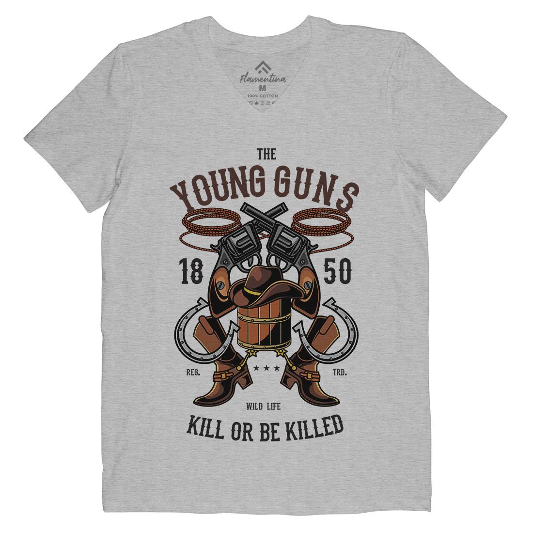 The Young Guns Mens Organic V-Neck T-Shirt American C462