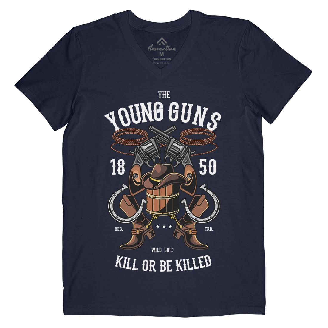 The Young Guns Mens Organic V-Neck T-Shirt American C462