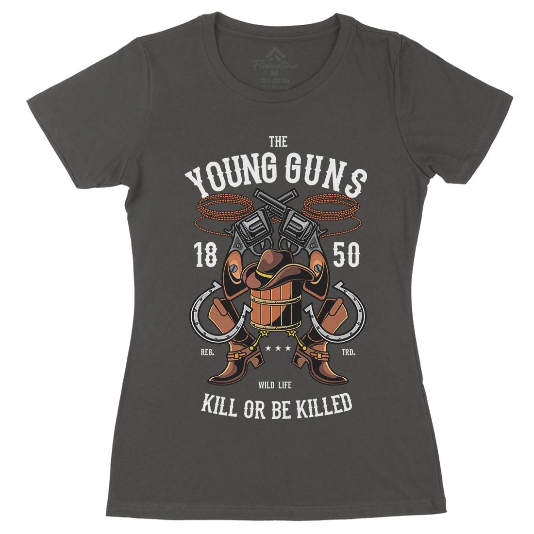 The Young Guns Womens Organic Crew Neck T-Shirt American C462