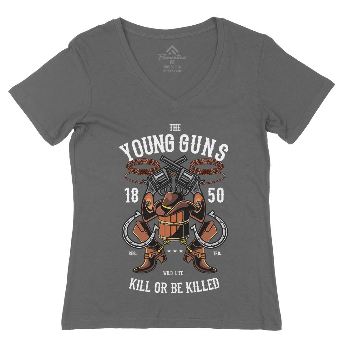 The Young Guns Womens Organic V-Neck T-Shirt American C462