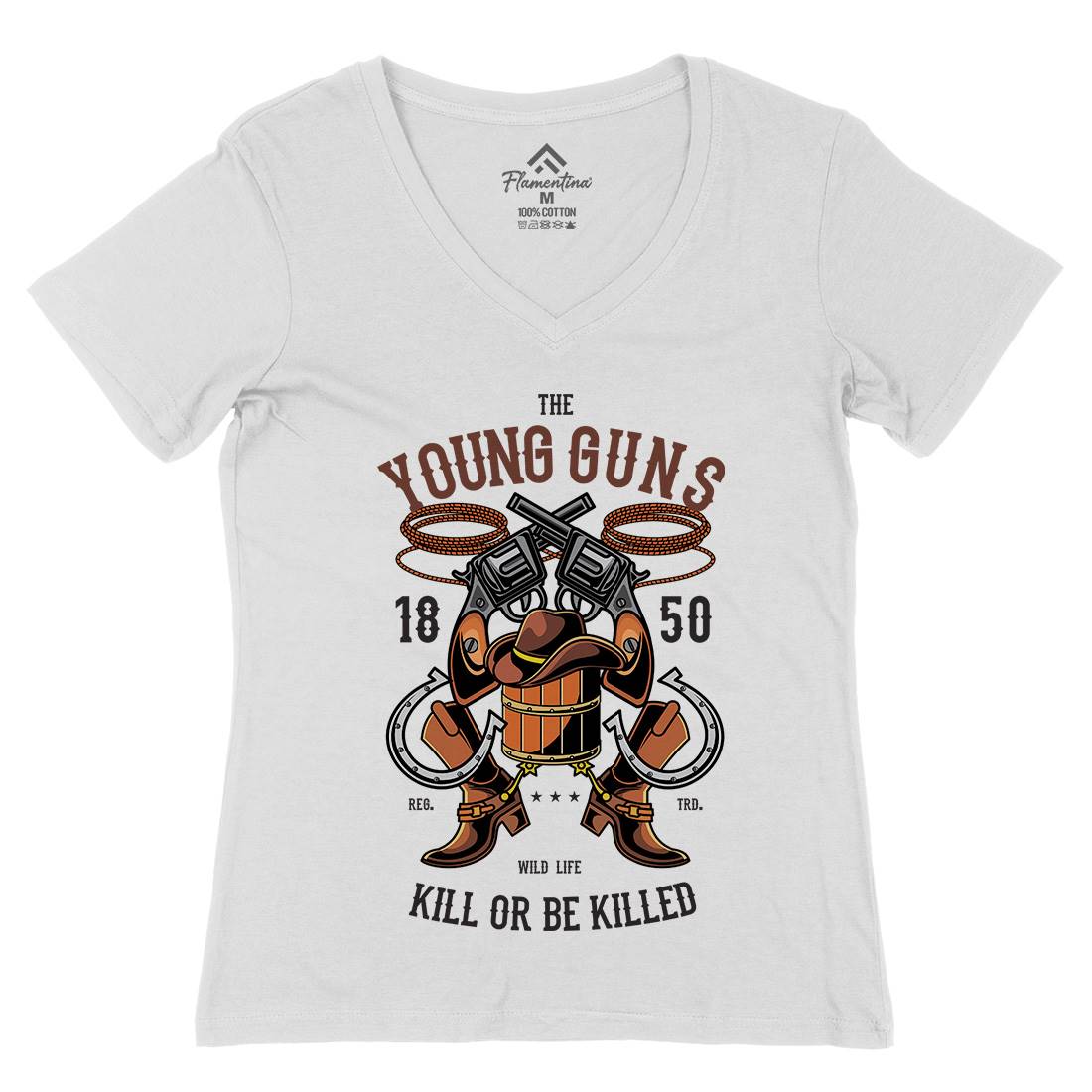 The Young Guns Womens Organic V-Neck T-Shirt American C462