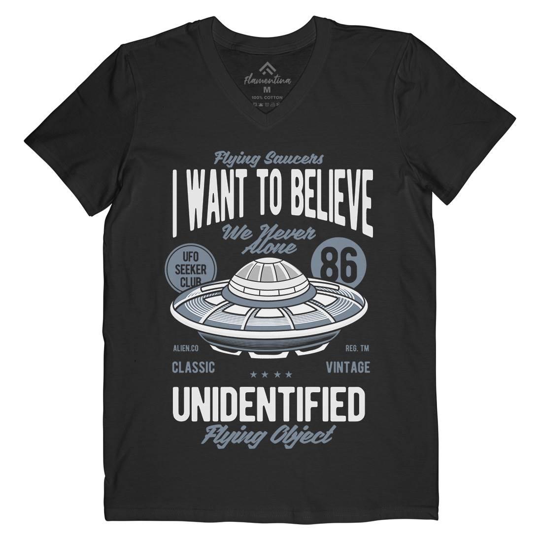 Ufo Mens Organic V-Neck T-Shirt Space C463