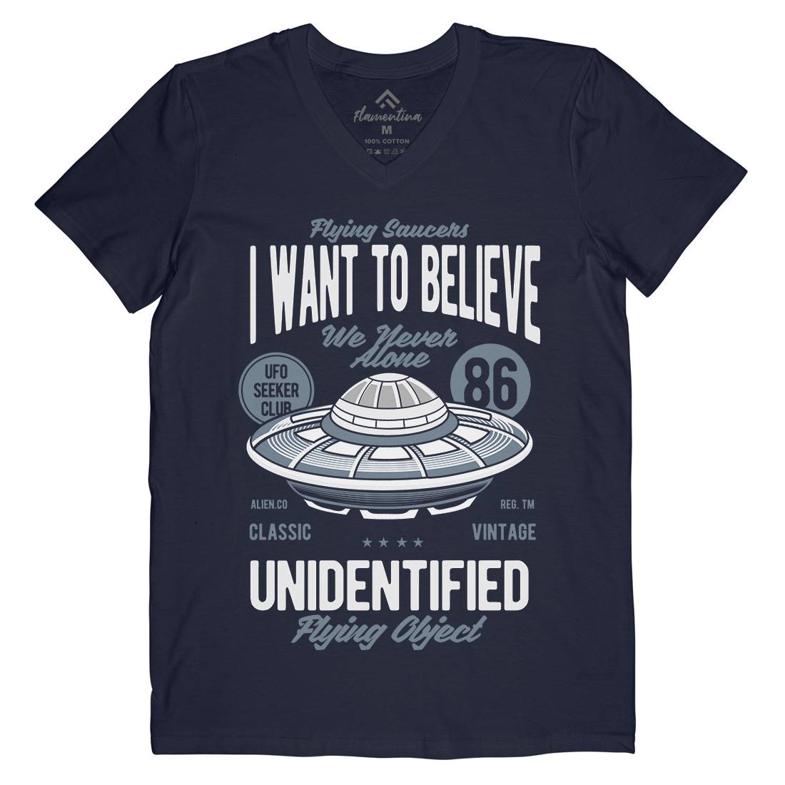 Ufo Mens Organic V-Neck T-Shirt Space C463