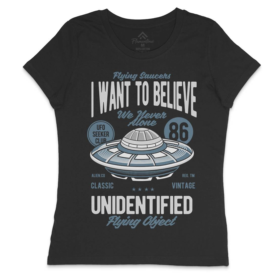 Ufo Womens Crew Neck T-Shirt Space C463