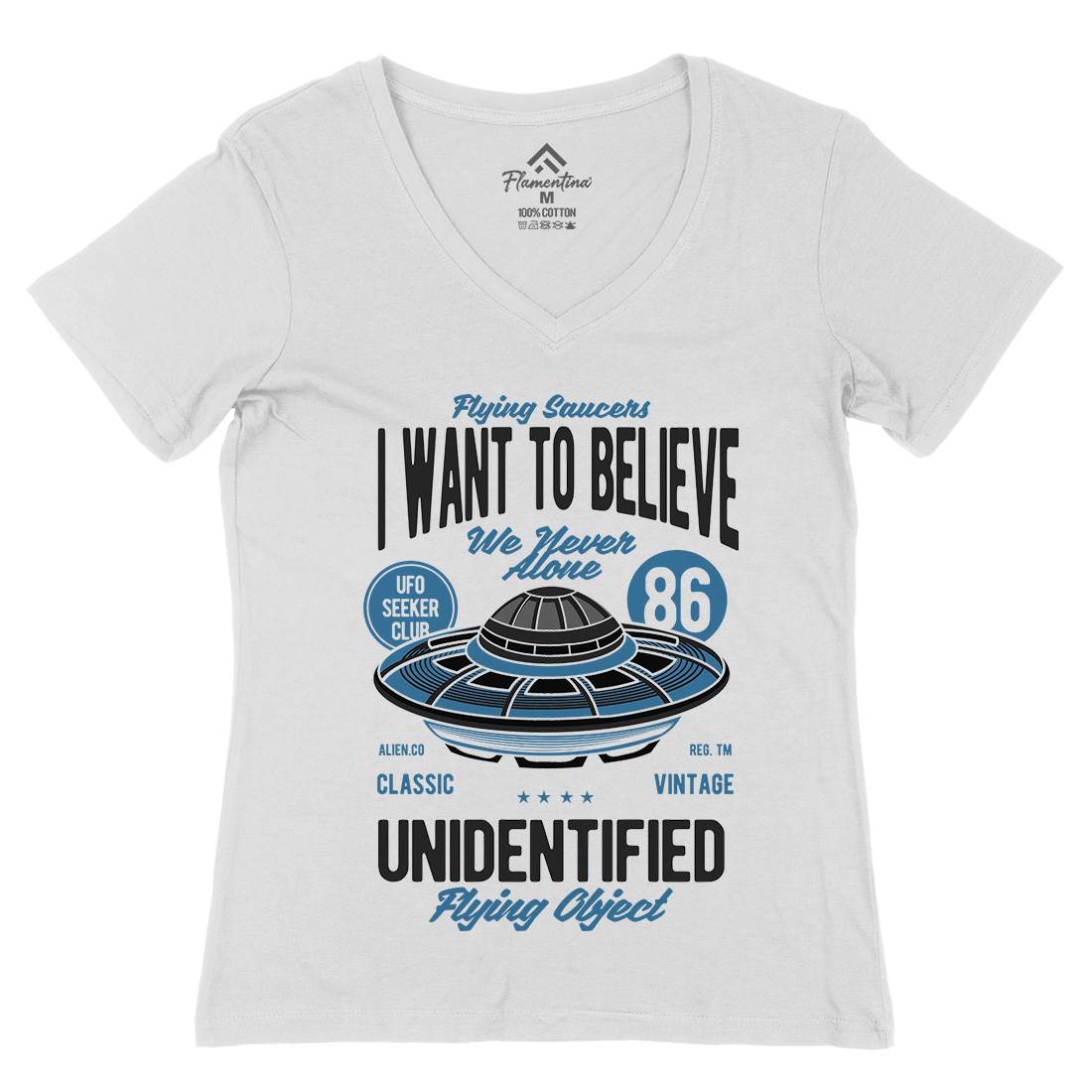 Ufo Womens Organic V-Neck T-Shirt Space C463
