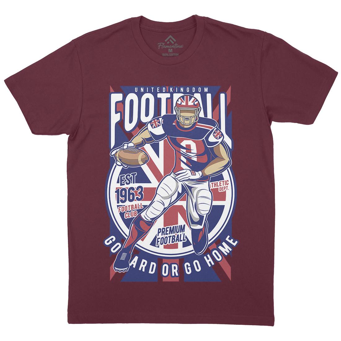 Uk Football Mens Crew Neck T-Shirt Sport C464