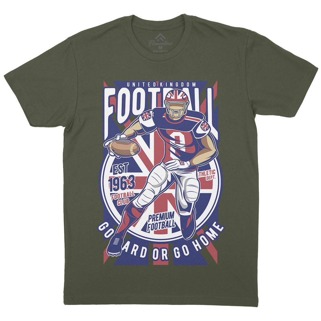 Uk Football Mens Organic Crew Neck T-Shirt Sport C464