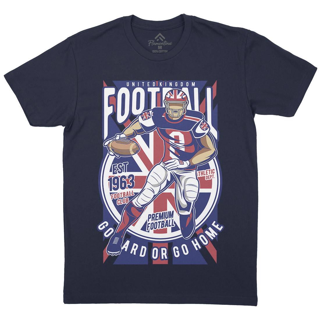 Uk Football Mens Organic Crew Neck T-Shirt Sport C464