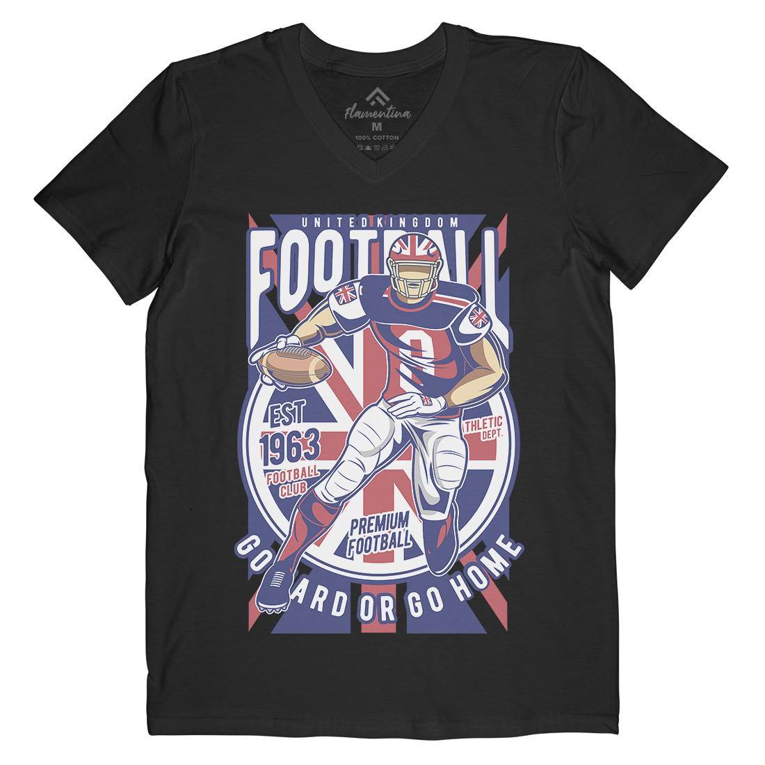 Uk Football Mens V-Neck T-Shirt Sport C464