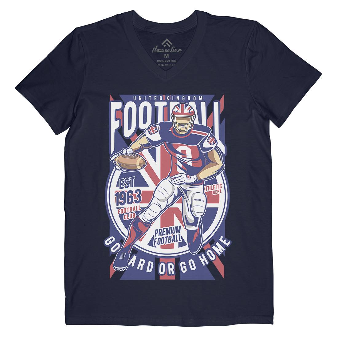 Uk Football Mens V-Neck T-Shirt Sport C464