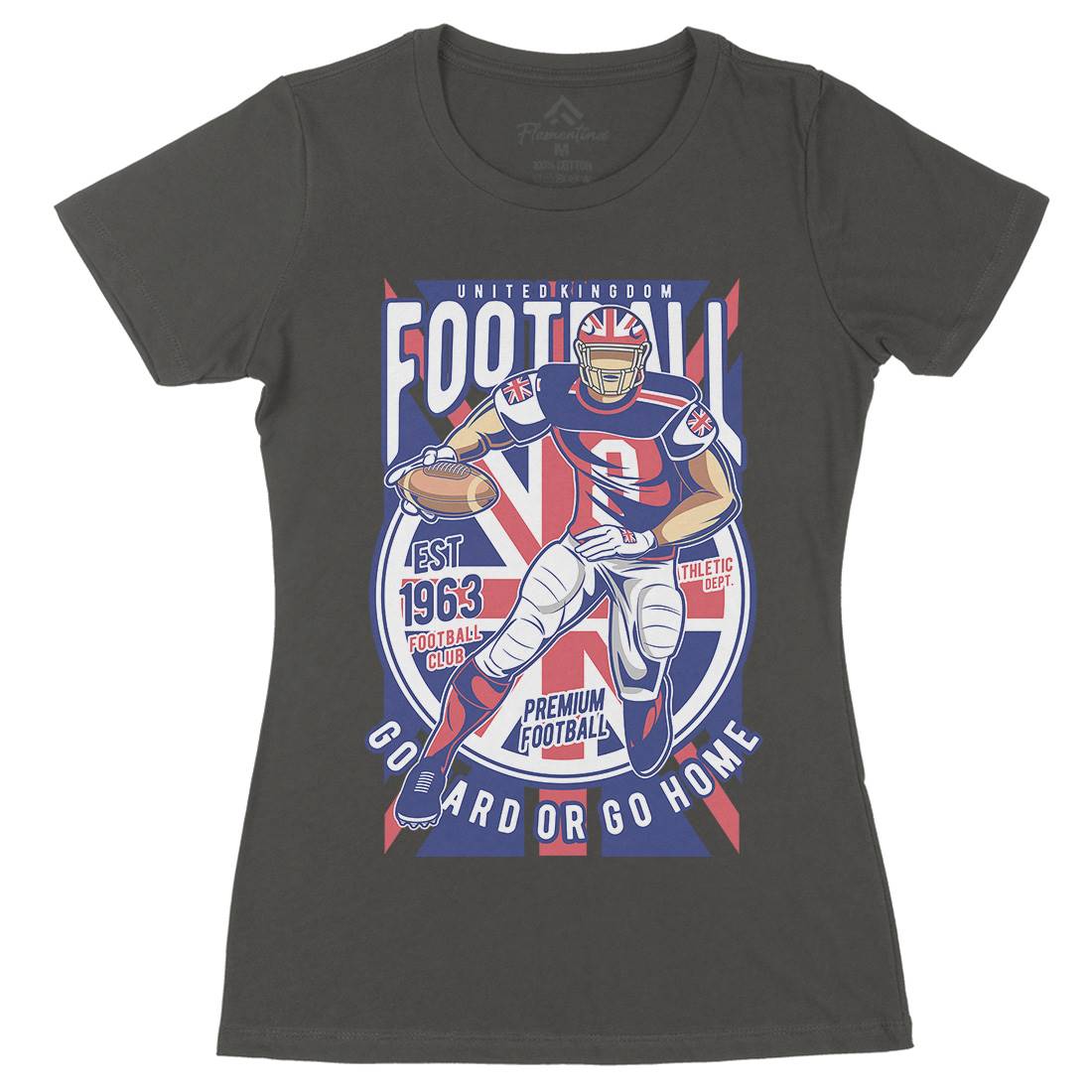 Uk Football Womens Organic Crew Neck T-Shirt Sport C464