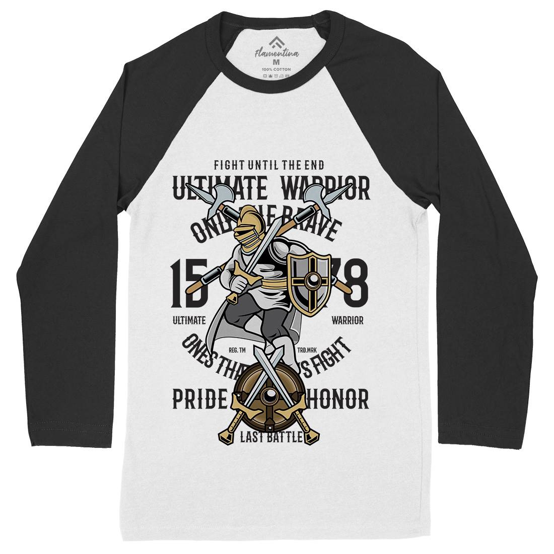 Ultimate Mens Long Sleeve Baseball T-Shirt Warriors C465