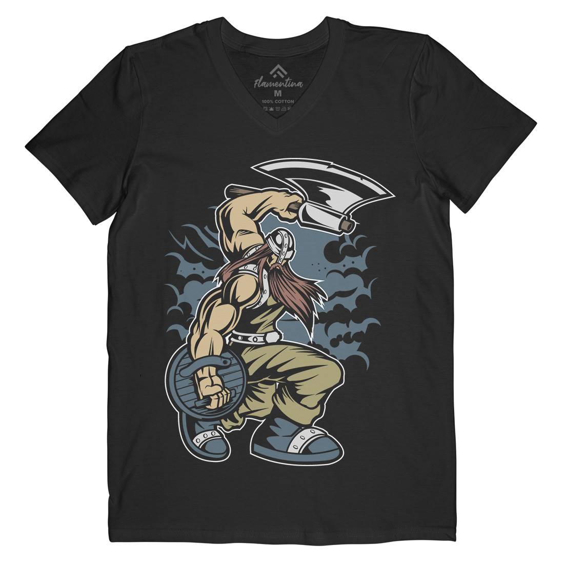 Viking Mens Organic V-Neck T-Shirt Warriors C467