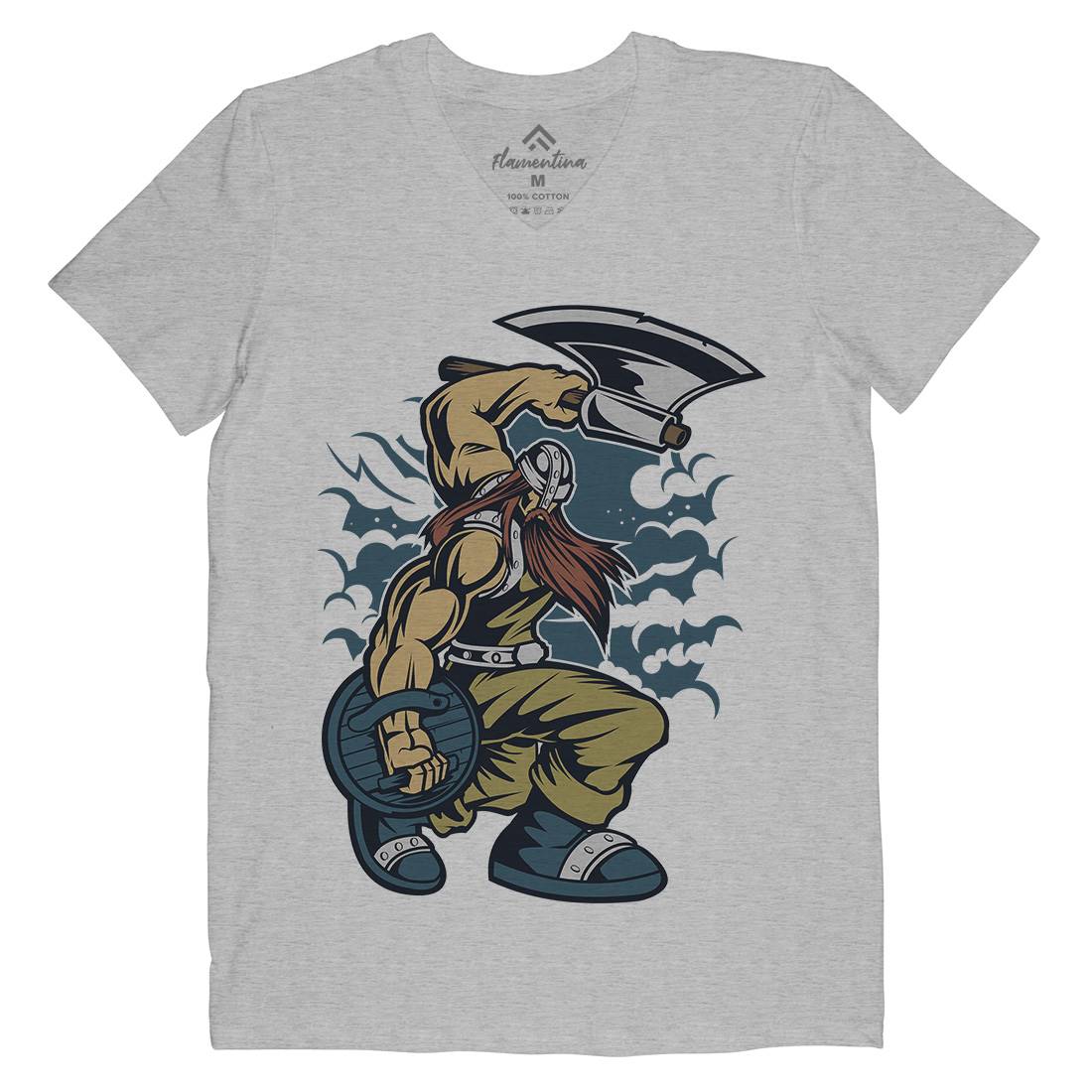 Viking Mens Organic V-Neck T-Shirt Warriors C467