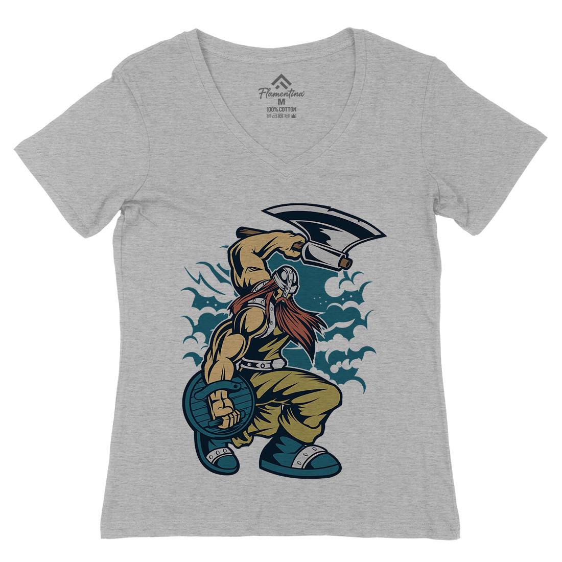 Viking Womens Organic V-Neck T-Shirt Warriors C467
