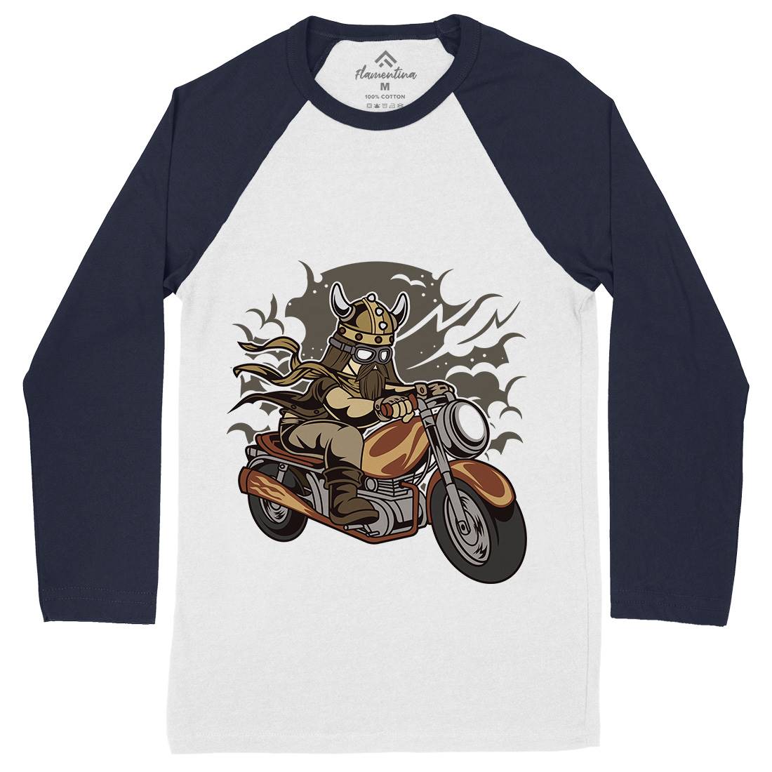 Viking Mens Long Sleeve Baseball T-Shirt Motorcycles C468