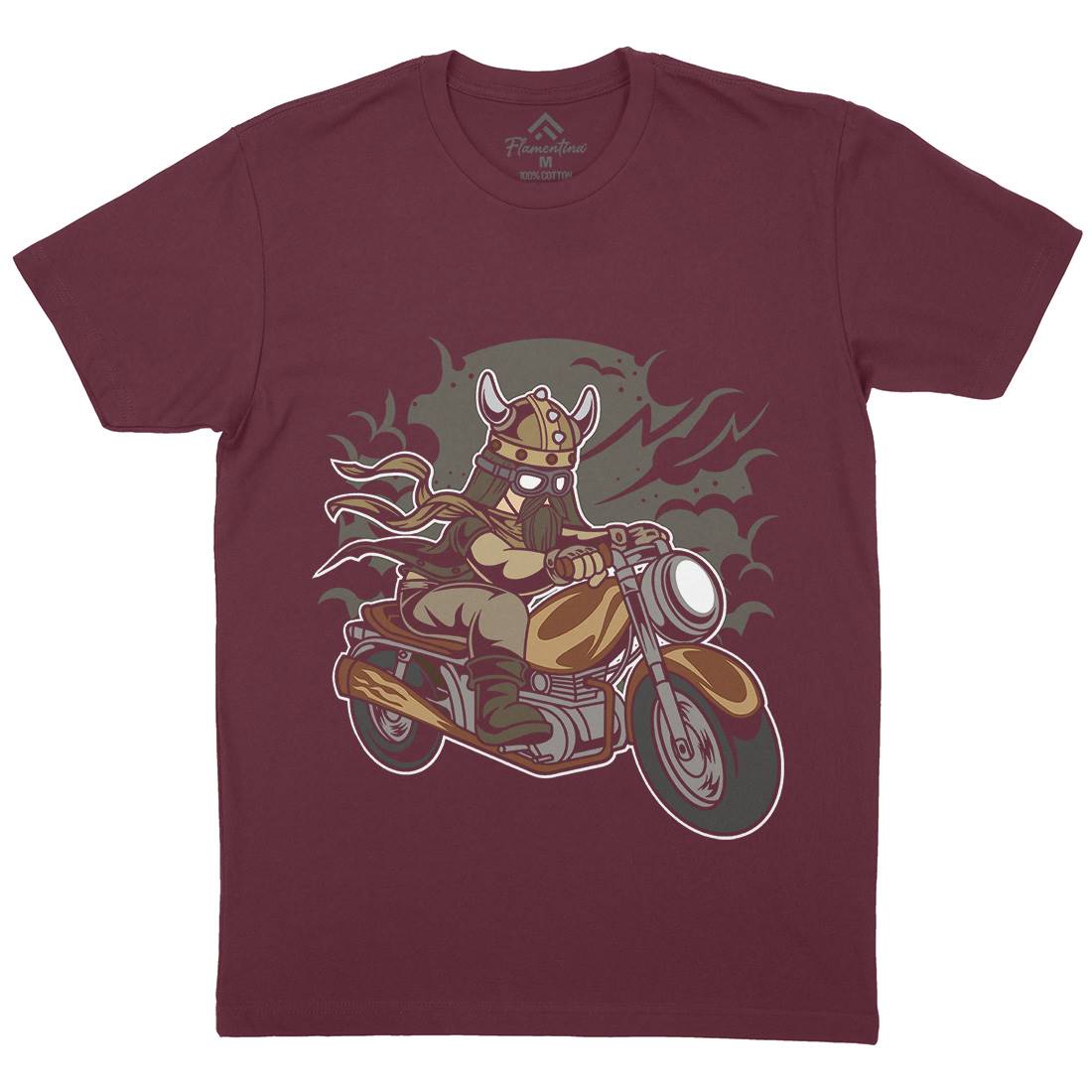 Viking Mens Organic Crew Neck T-Shirt Motorcycles C468