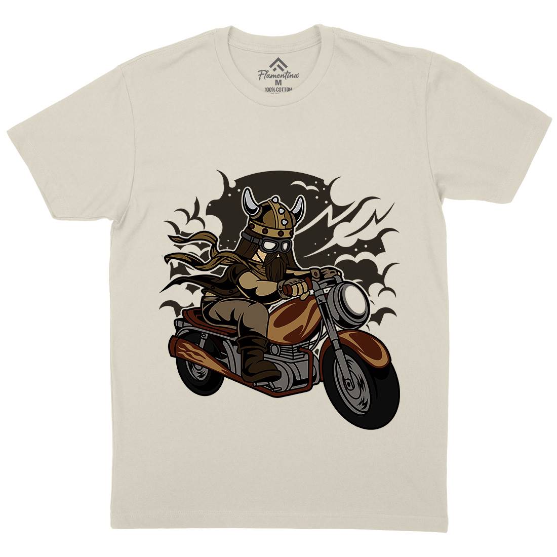 Viking Mens Organic Crew Neck T-Shirt Motorcycles C468