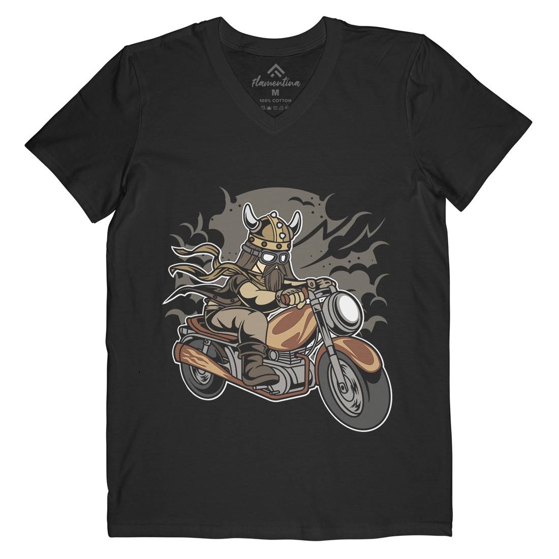 Viking Mens V-Neck T-Shirt Motorcycles C468