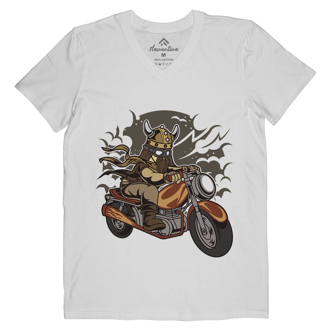 Viking Mens V-Neck T-Shirt Motorcycles C468