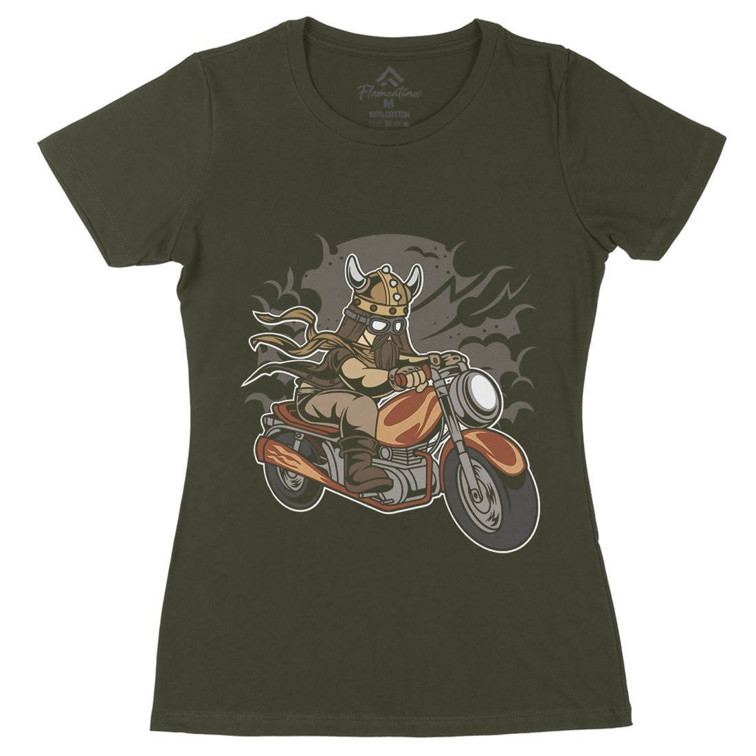Viking Womens Organic Crew Neck T-Shirt Motorcycles C468