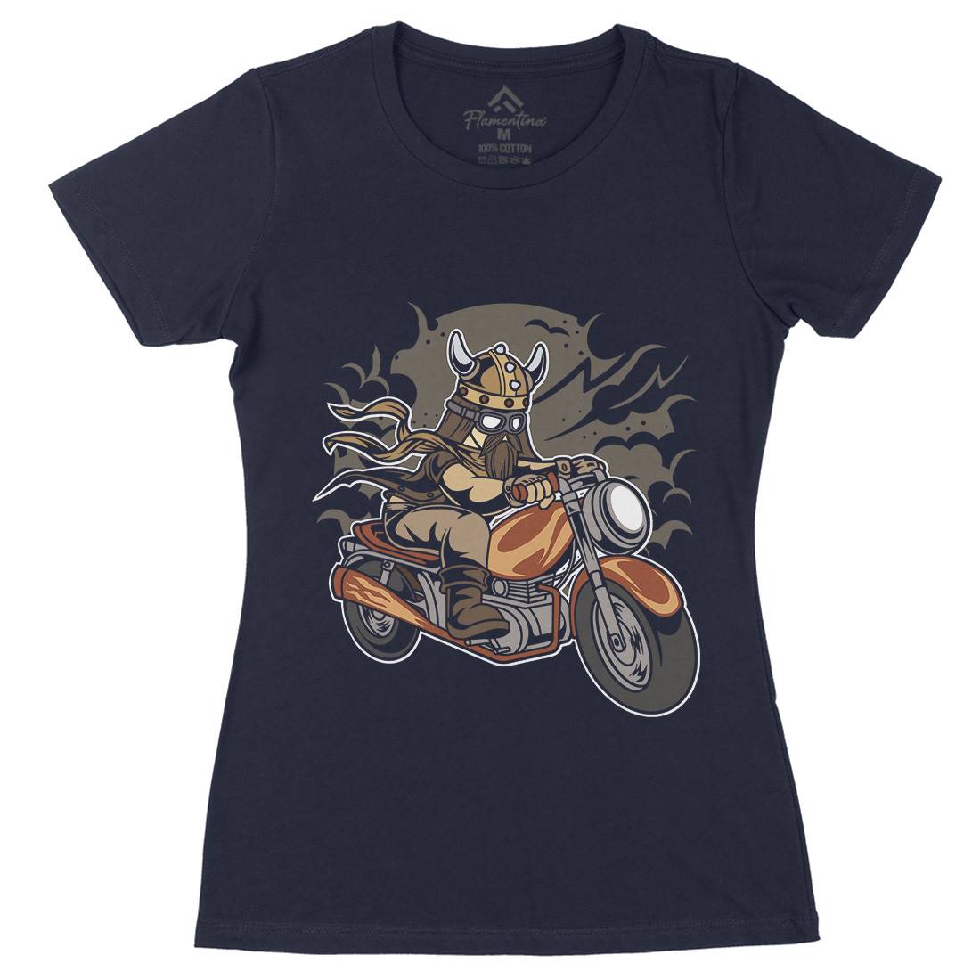 Viking Womens Organic Crew Neck T-Shirt Motorcycles C468