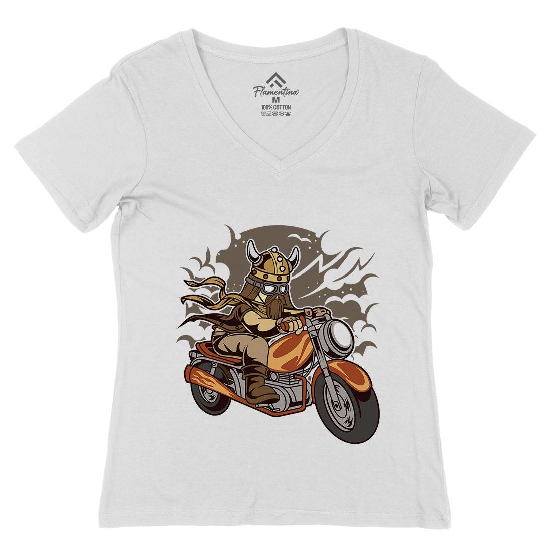 Viking Womens Organic V-Neck T-Shirt Motorcycles C468