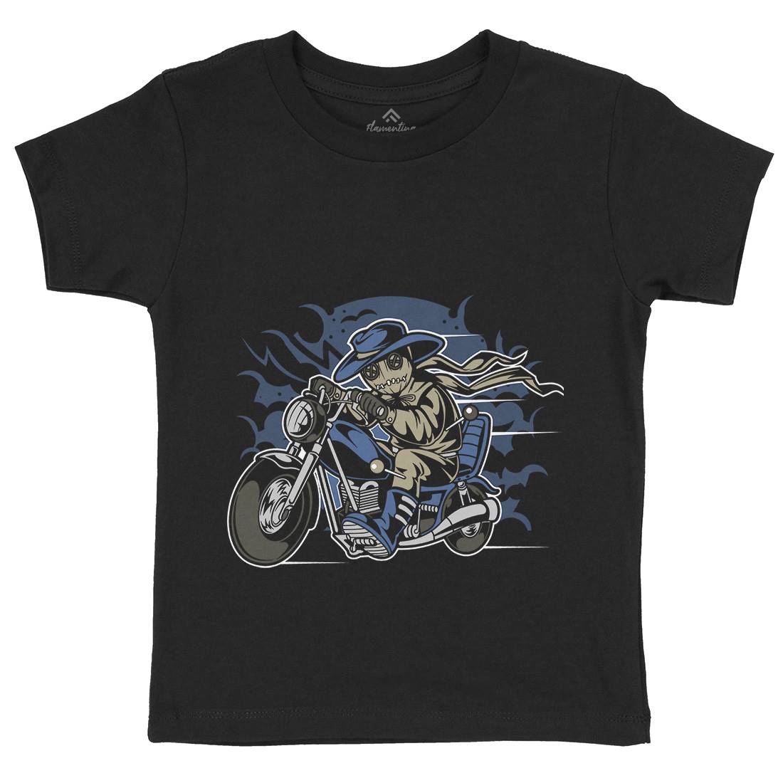 Voodoo Doll Biker Kids Organic Crew Neck T-Shirt Motorcycles C469