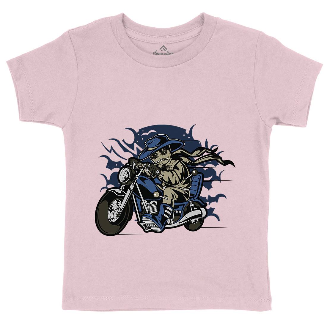Voodoo Doll Biker Kids Crew Neck T-Shirt Motorcycles C469