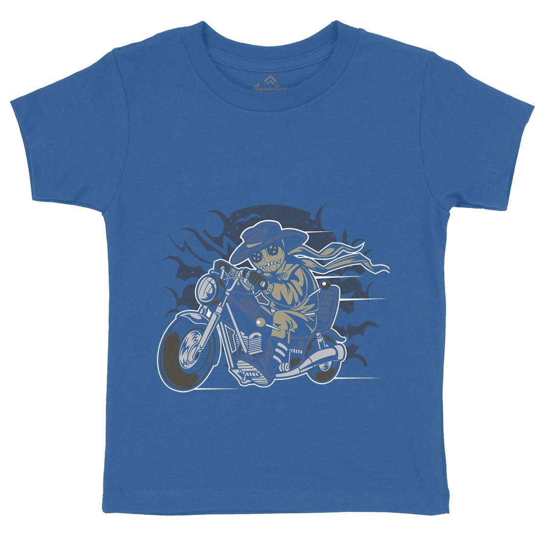 Voodoo Doll Biker Kids Organic Crew Neck T-Shirt Motorcycles C469