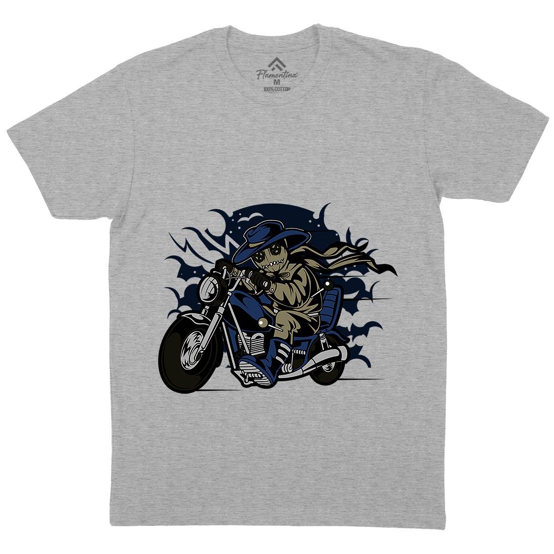 Voodoo Doll Biker Mens Crew Neck T-Shirt Motorcycles C469